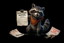 Ruckus raccoon with eviction notice