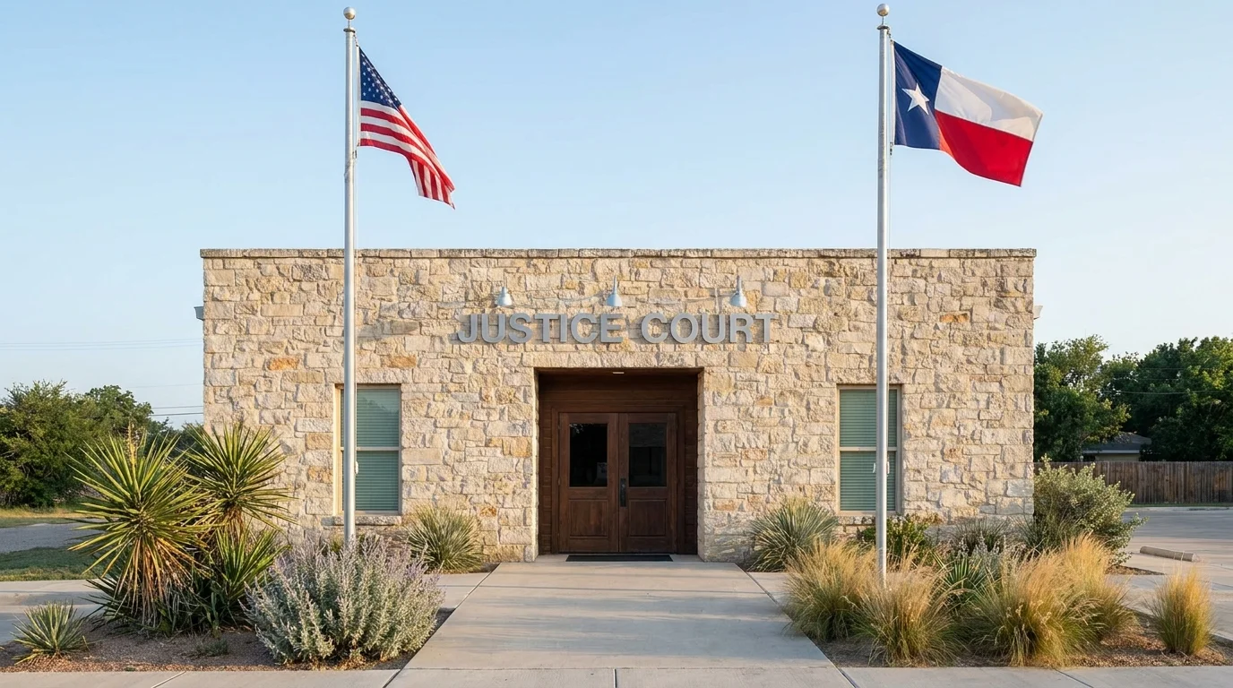 A Texas justice court building where eviction cases are filed