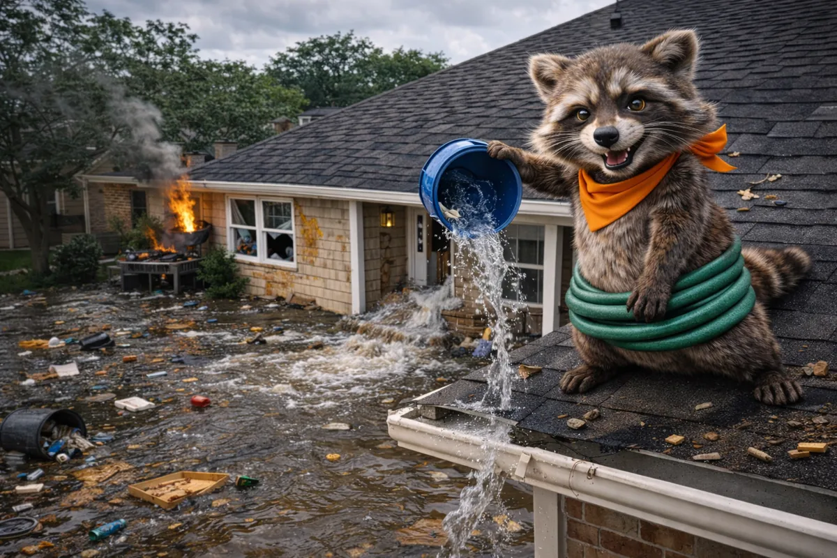 Ruckus on the roof flooding a Fredericksburg-area rental home — the stand-in for every bad-tenant outcome: water damage, neglect, and costly repairs